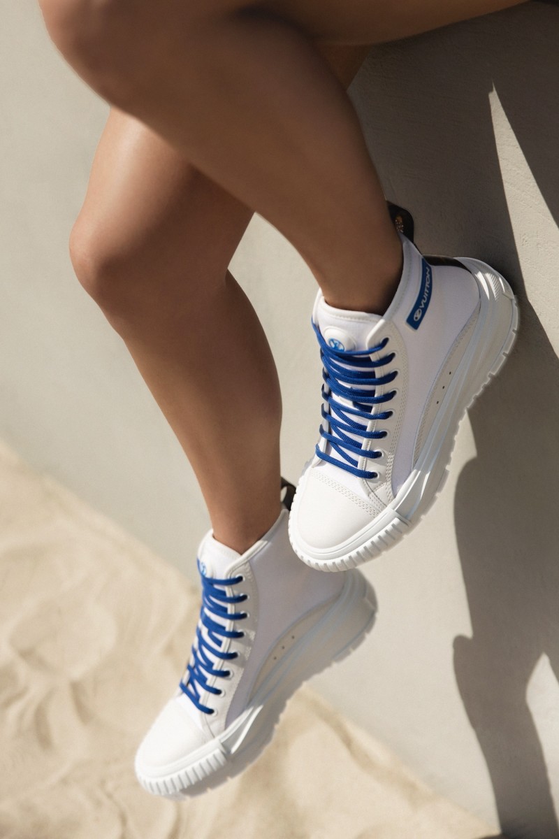 LVSQUAD high-top sneaker in white.