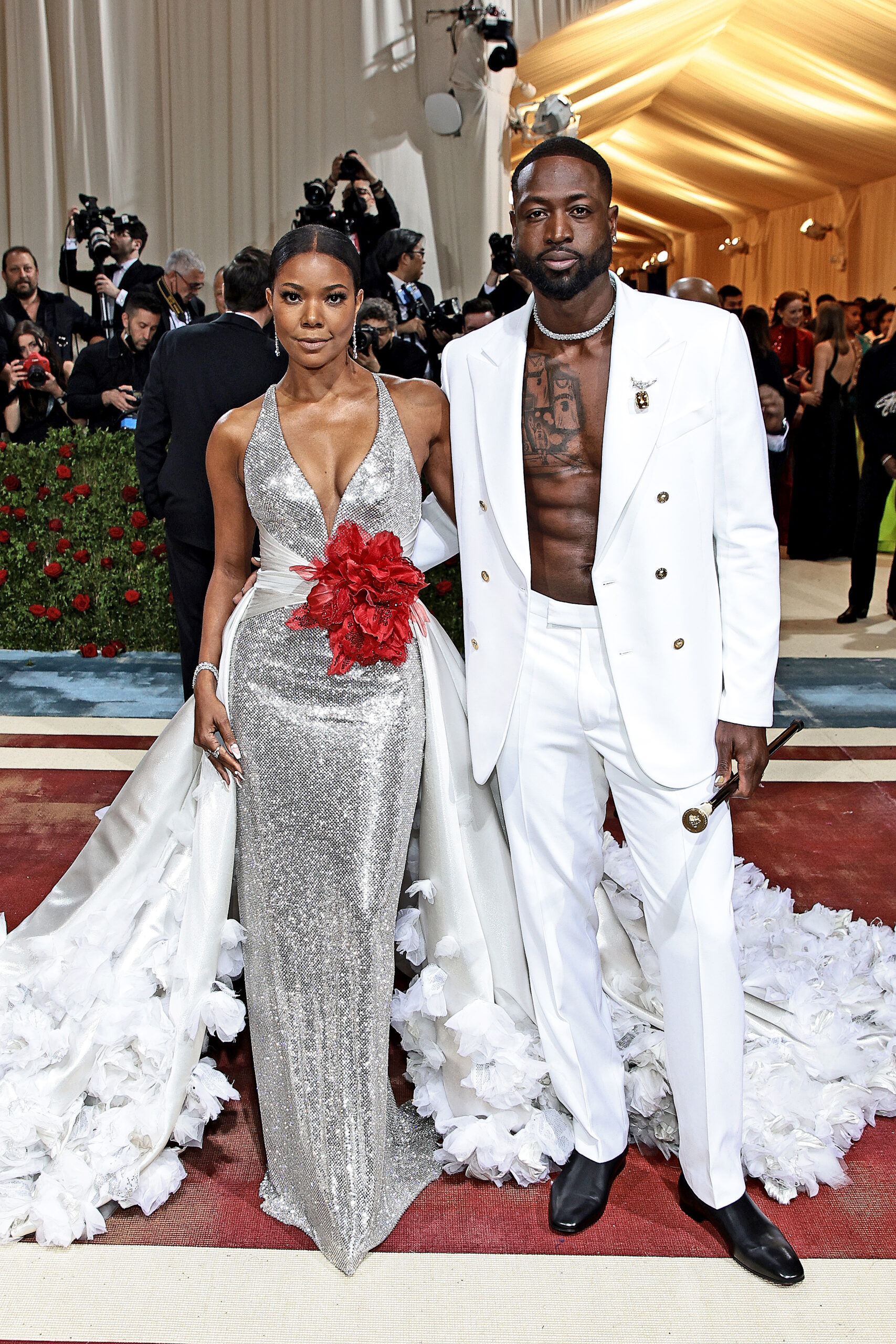 Gabrielle Union and Dwyane Wade wear VERSACE to The 2022 Met Gala Celebrating &quot;In America: An Anthology of Fashion&quot; 