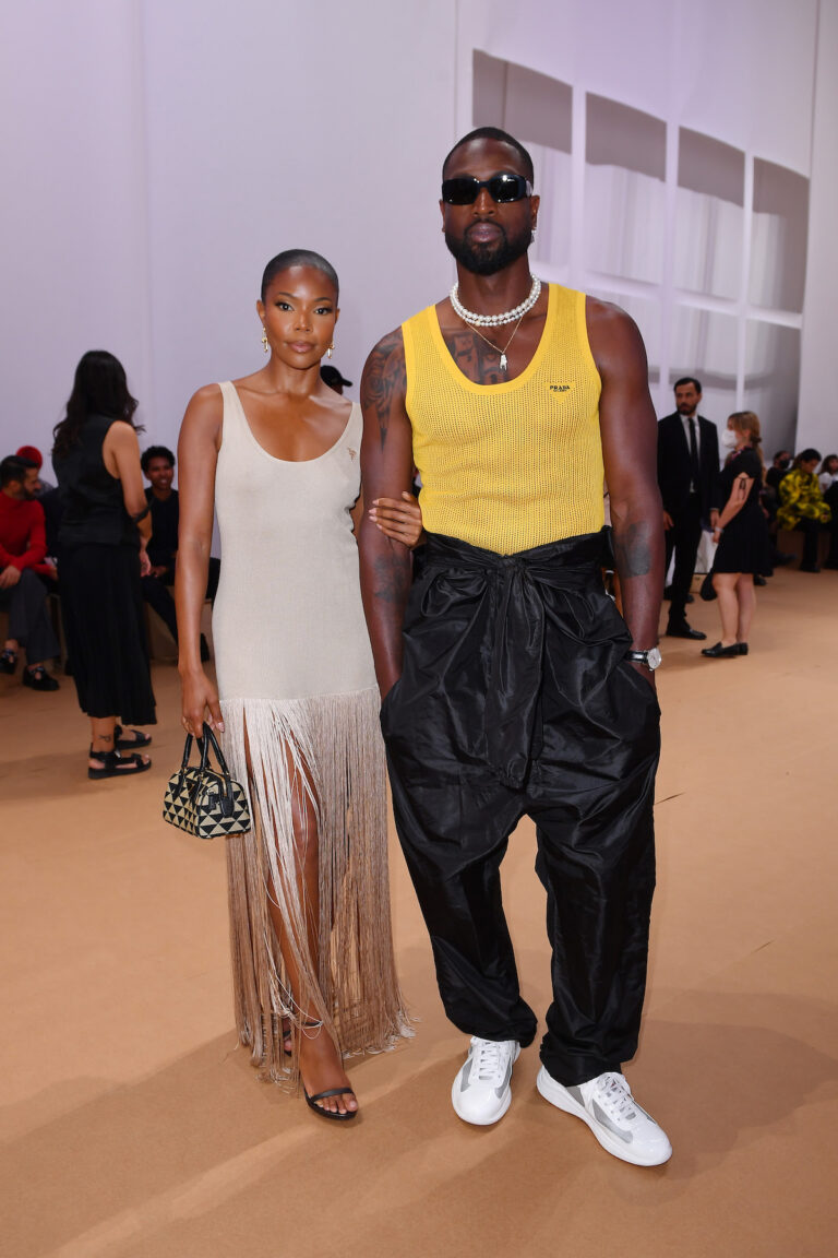 Gabrielle Union, Dwyane Wade attend Prada Spring/Summer 2023 Menswear Fashion Show on June 19, 2022 in Milan, Italy. (Photo by Jacopo M. Raule/Getty Images for Prada)