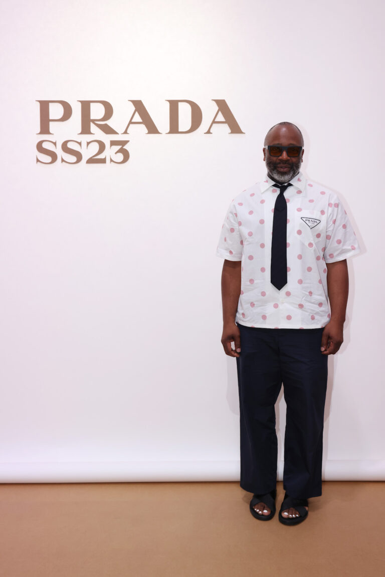 Theaster Gates attends Prada Spring/Summer 2023 Menswear Fashion Show on June 19, 2022 in Milan, Italy. (Photo by Vittorio Zunino Celotto/Getty Images for Prada)