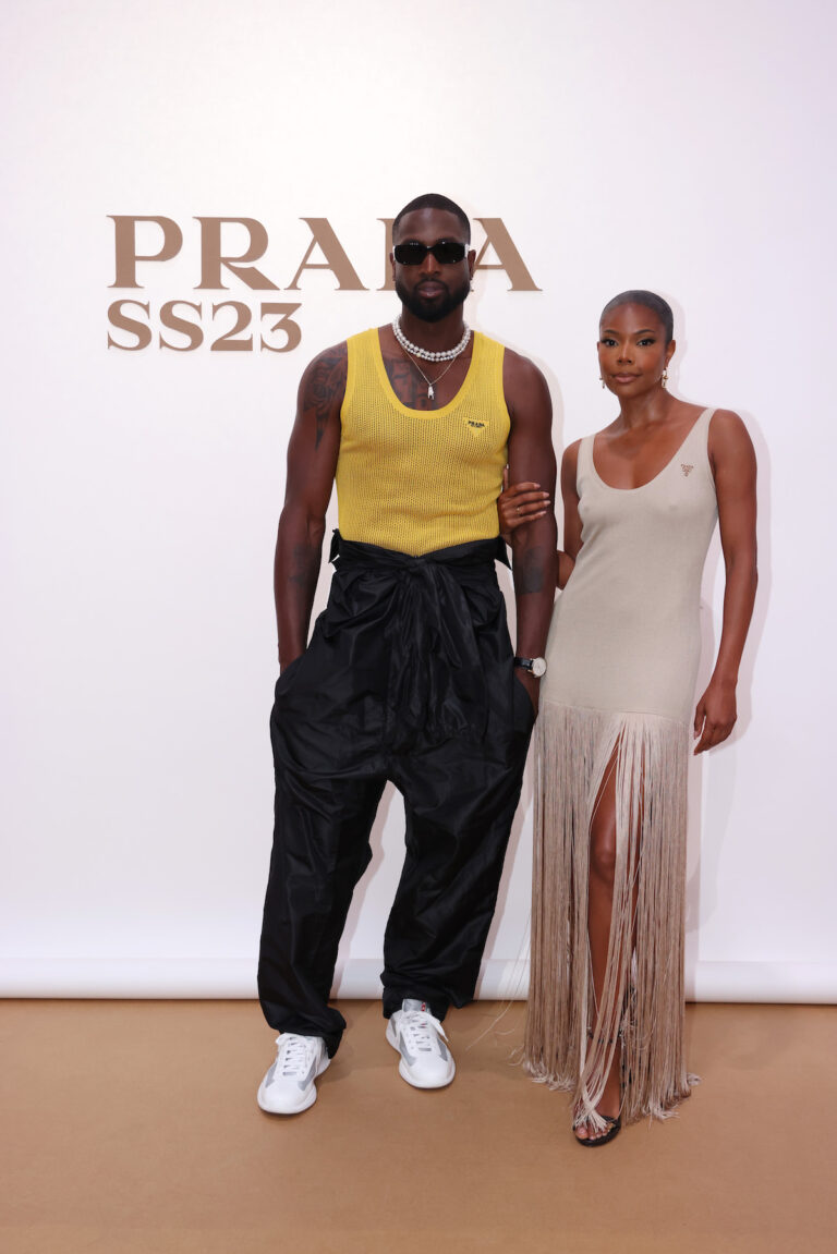 Dwyane Wade and Gabrielle Union attend Prada Spring/Summer 2023 Menswear Fashion Show on June 19, 2022 in Milan, Italy. (Photo by Vittorio Zunino Celotto/Getty Images for Prada)