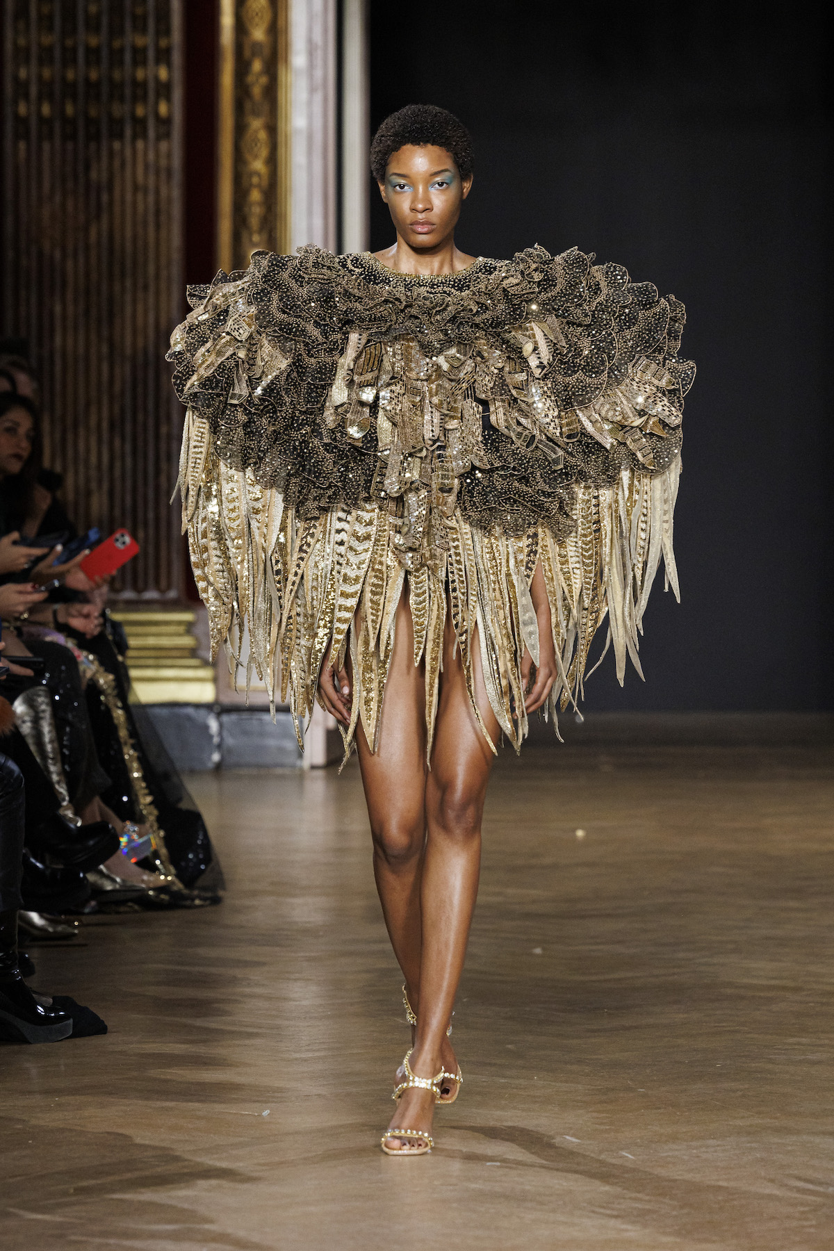 Model on the catwalk the Rahul Mishra Fashion show in Paris, Spring Summer 2023 Couture Fashion Week