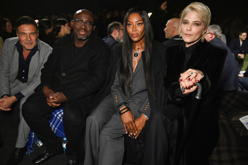 (L to R) Andre Balazs, Editor-In-Chief of British Vogue Edward Enninful, Naomi Campbell and Selma Blair 
