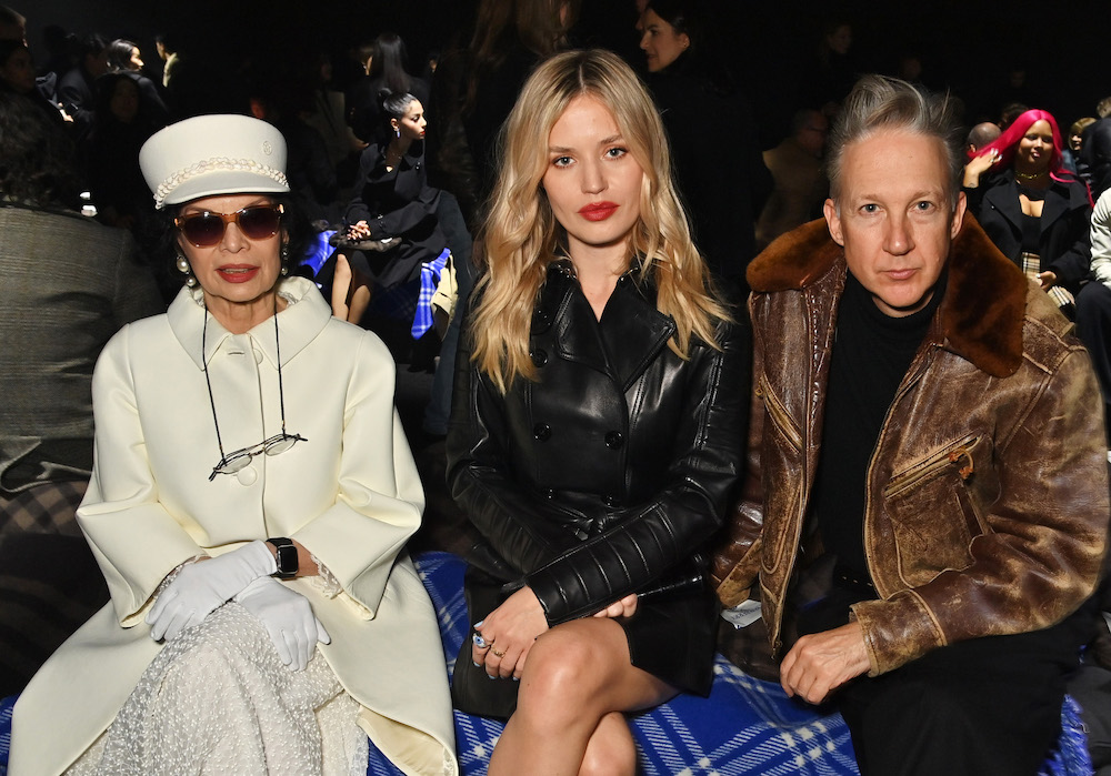(L to R) Bianca Jagger, Georgia May Jagger and Jefferson Hack