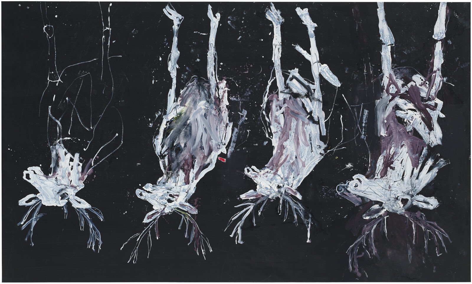 GEORG BASELITZ
The Painter in His Bed, 2022
Oil, dispersion adhesive, and plastic on canvas
118 1/8 x 196 7/8 inches (300 x 500 cm)
© Georg Baselitz 2023
Photo: Jochen Littkemann, Berlin
Courtesy the artist and Gagosian