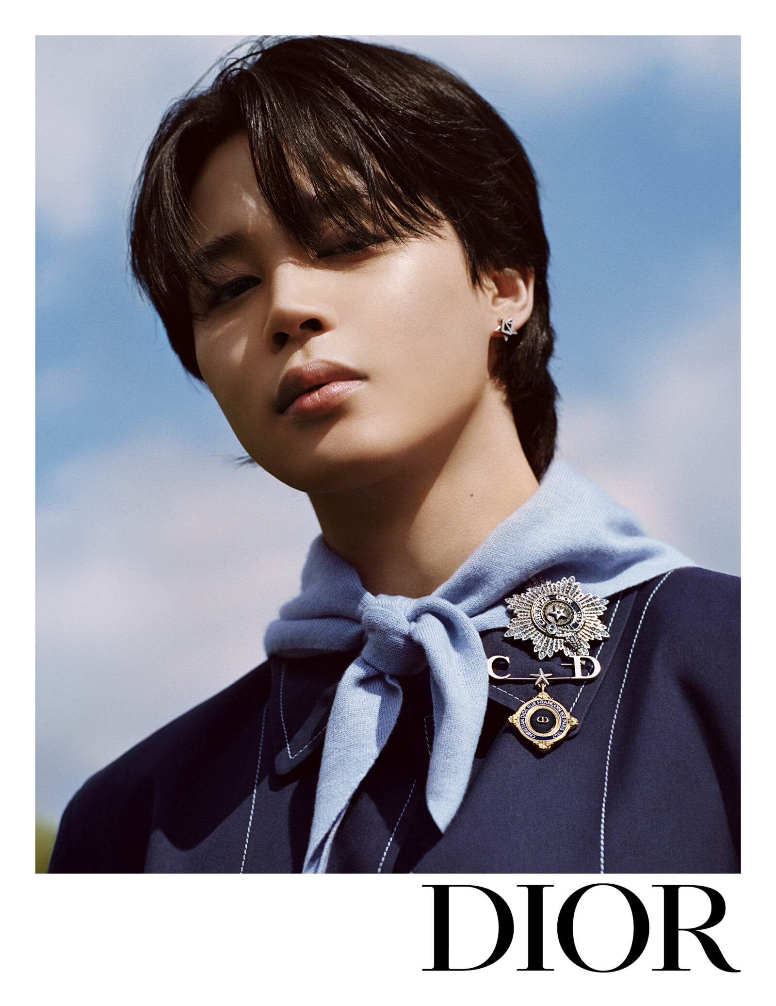 Glistening Under the Sun: A close-up portrait of elegance, capturing Jimin in the intricate details and craftsmanship of Dior's Spring 2024 accessories. Photo by Alasdair McLellan. 
