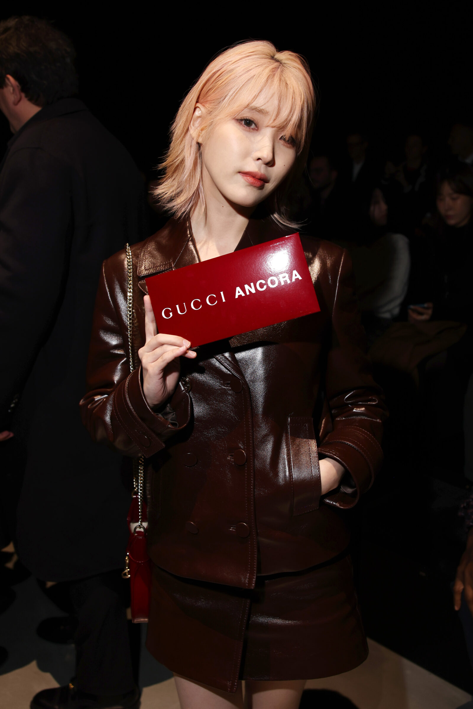 IU attends the Gucci Ancora Fashion Show during Milan Fashion Week Menswear 