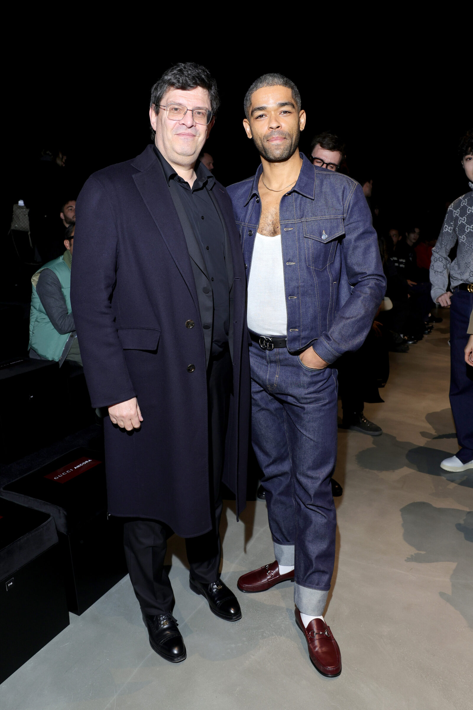 Jean-François Palus and Kingsley Ben-Adir attend the Gucci Ancora Fashion Show during Milan Fashion Week 