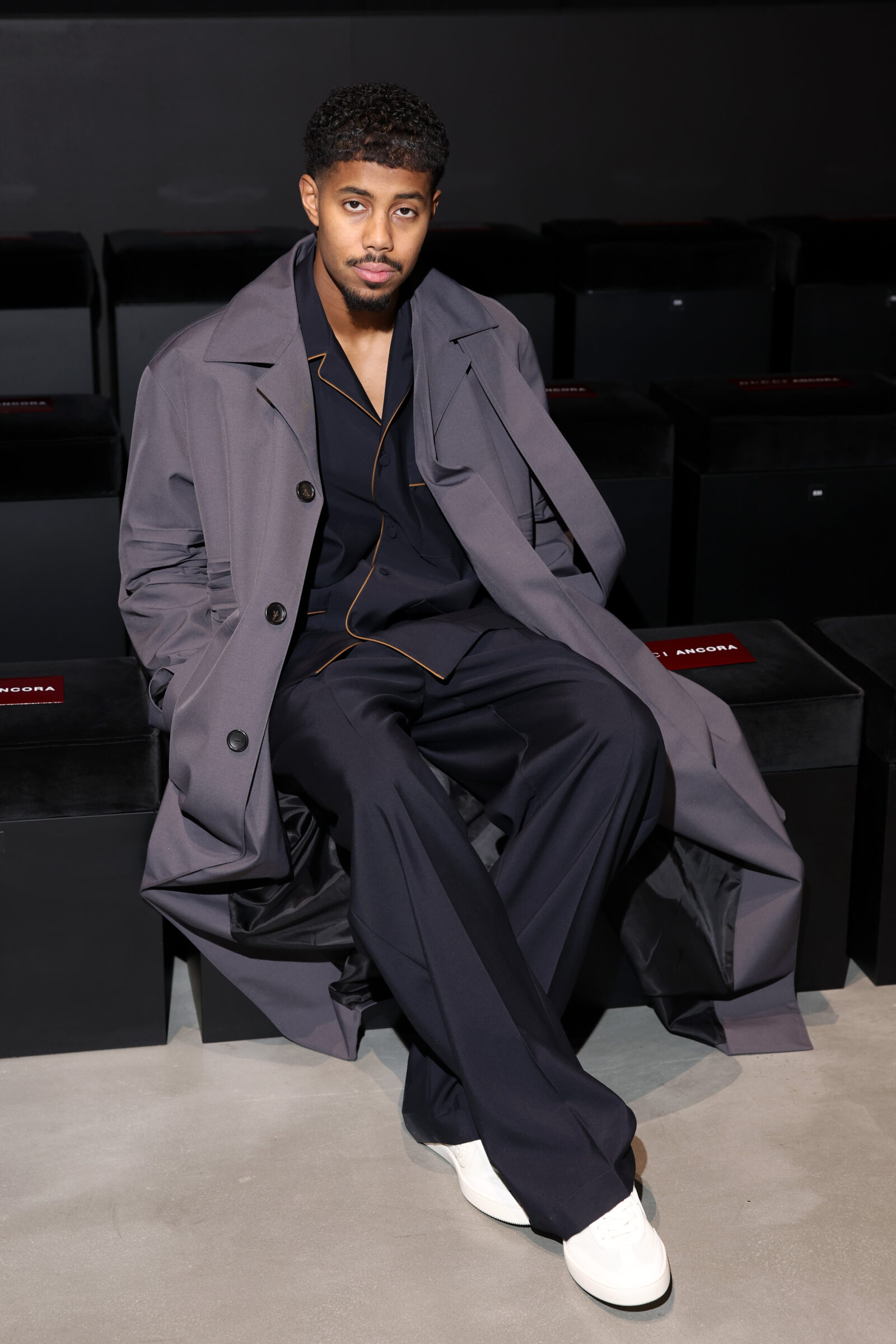 Mustafa Ahmed attends the Gucci Ancora Fashion Show during Milan Fashion Week 