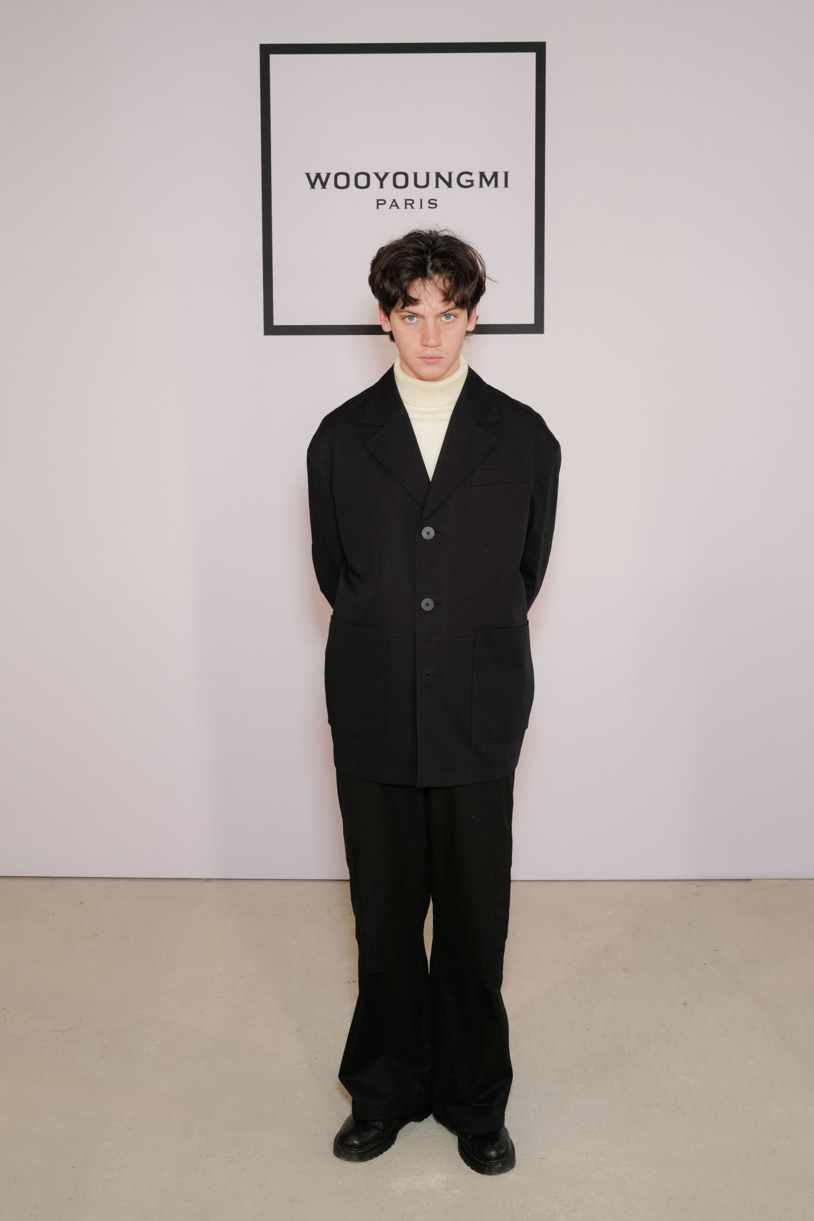 Reuben Larkin, a stylish guest at the Wooyoungmi FW24 presentation.