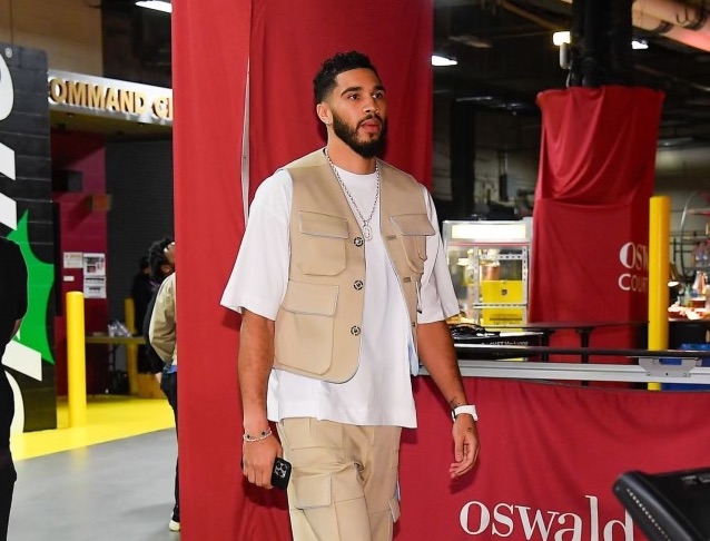 Jayson Tatum’s Versace Game Day Fit Scores Big at NBA Playoffs Against Cleveland Cavaliers