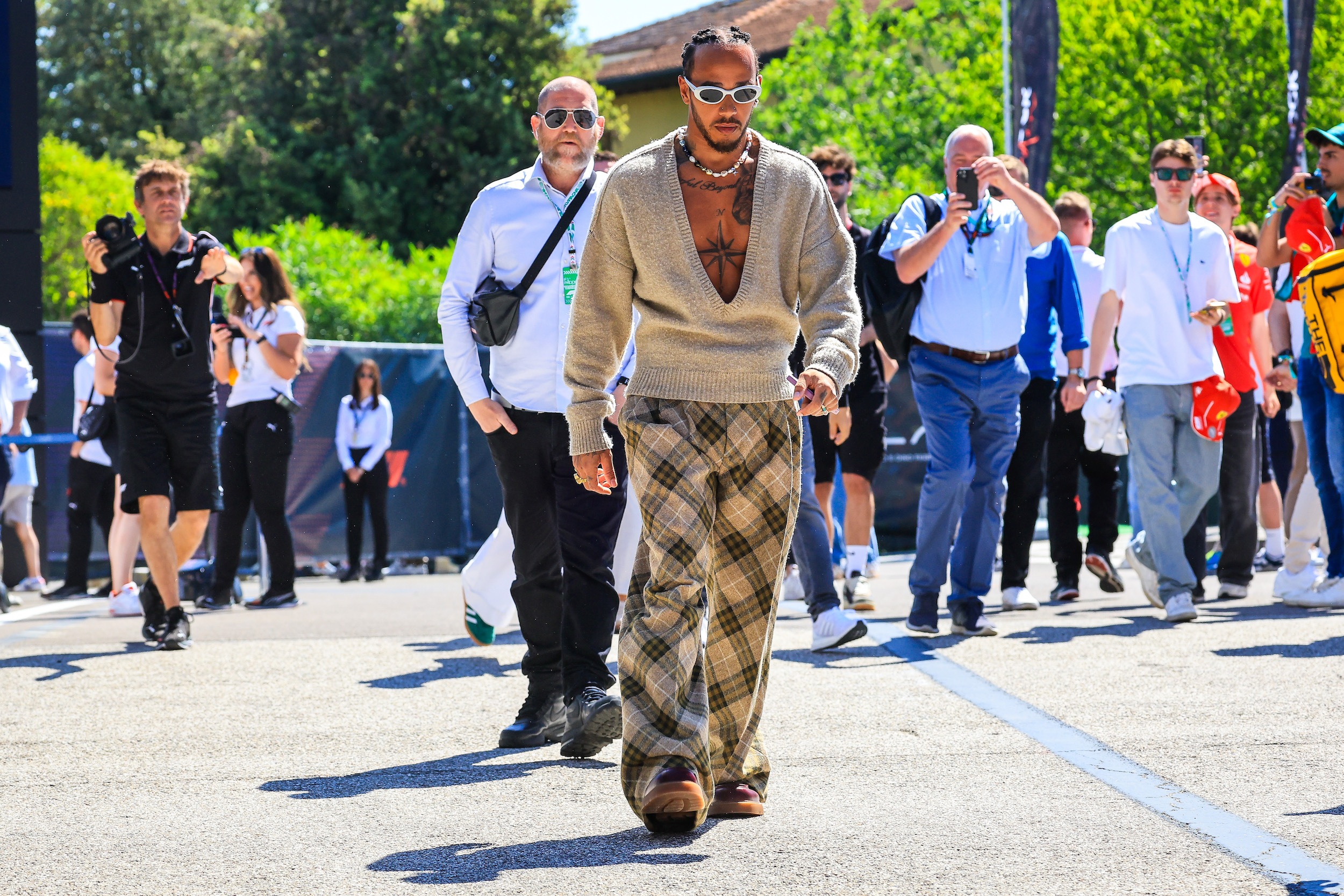 Lewis Hamilton Revs Up His Style in Burberry at Emilia-Romagna Grand Prix