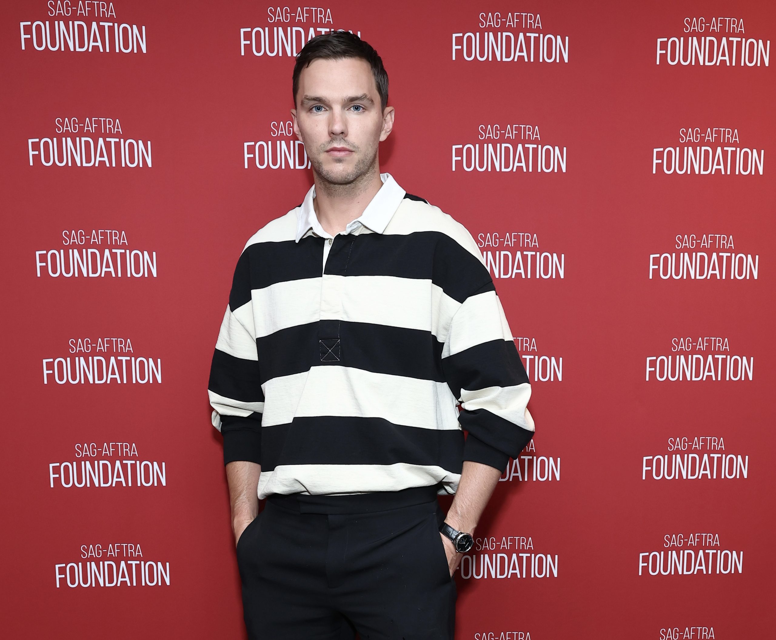 Nicholas Hoult in Striped McQueen at ‘The Order’ SAG-AFTRA Foundation Conversations Event