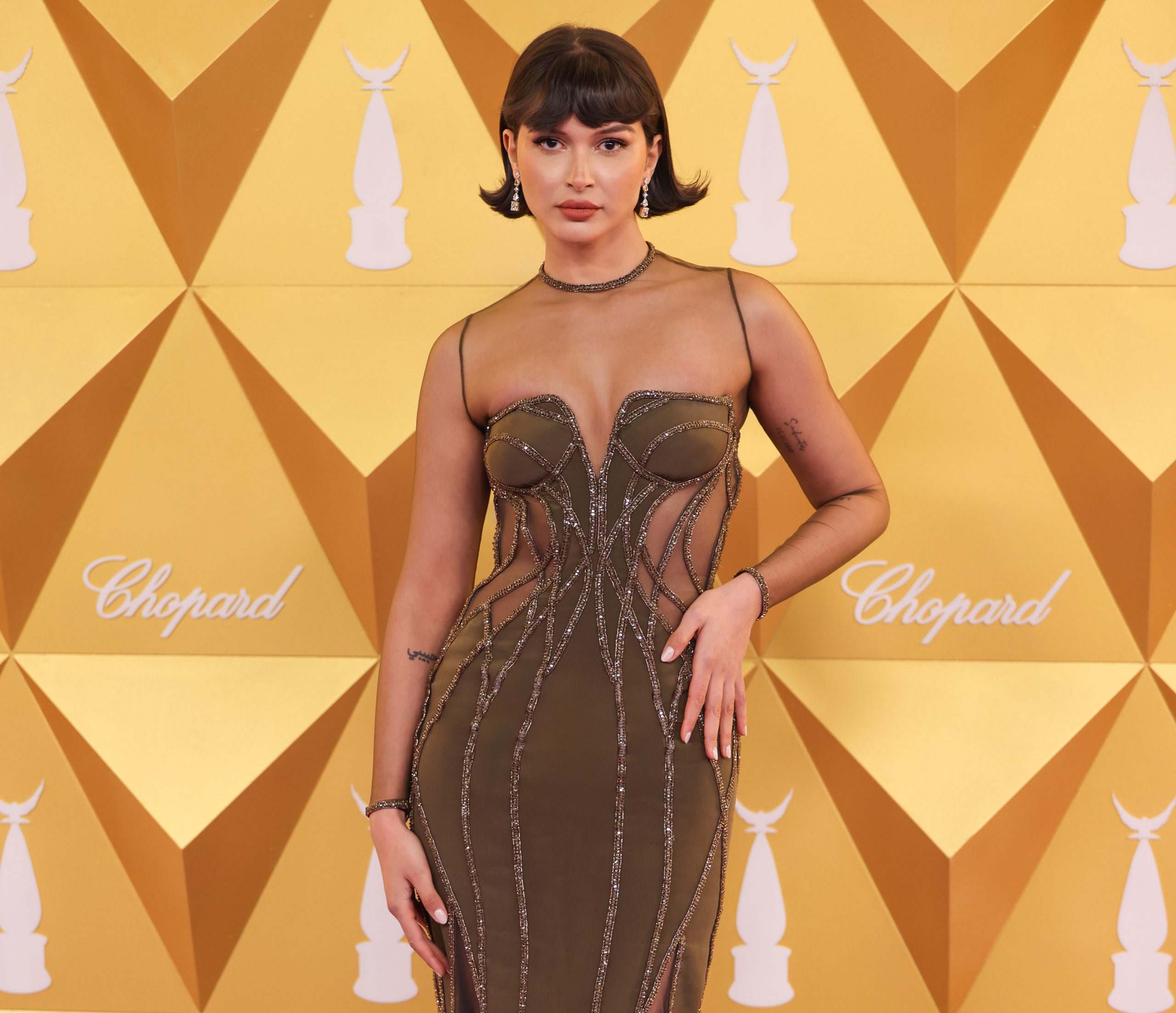 Azza Slimene Commands Joy Awards Red Carpet in Sculptural Versace