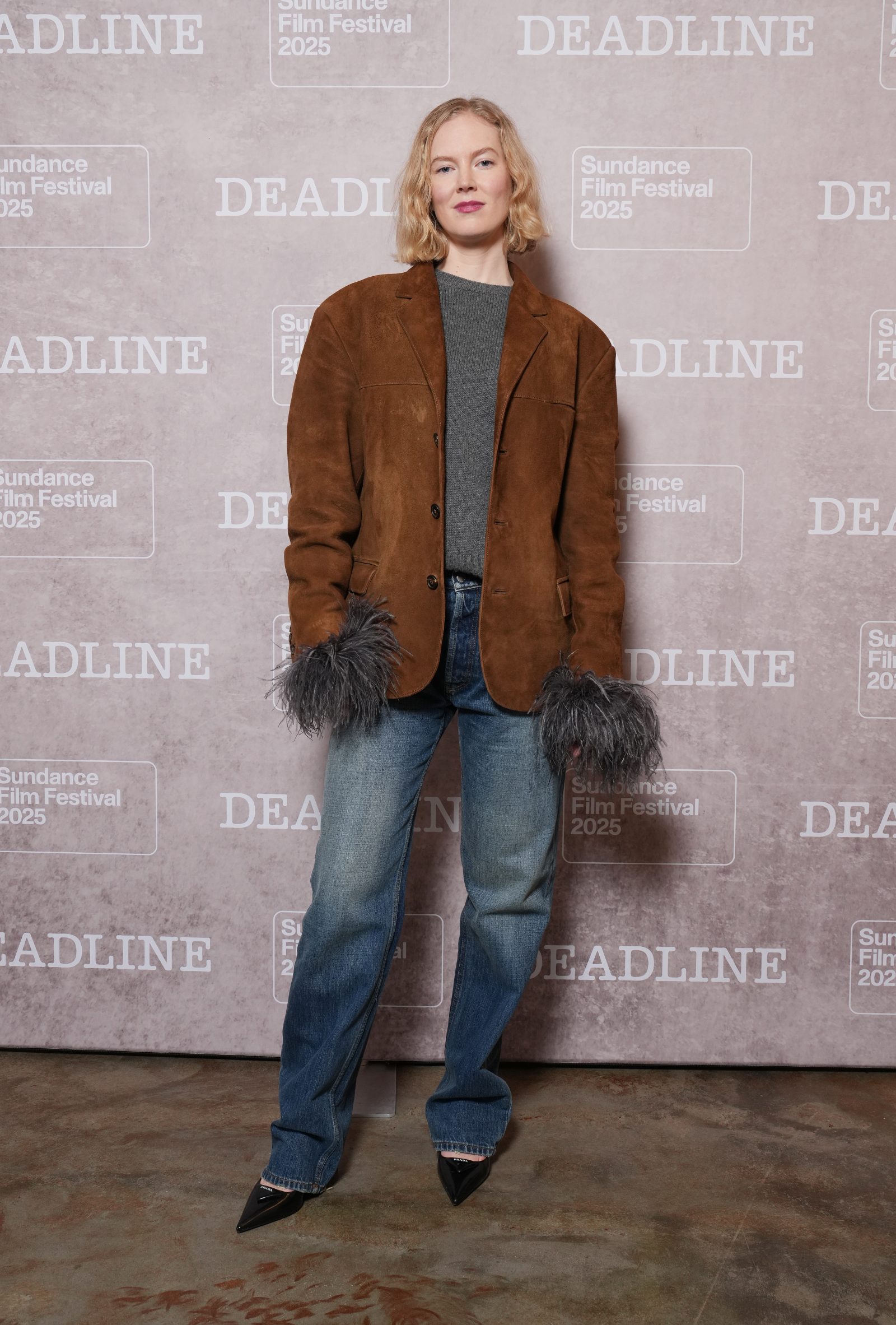 Rosy McEwen in Prada at the Sundance Film Festival on January 25th, 2025 in Park City, Utah (Photo by Deadline/Deadline via Getty Images)