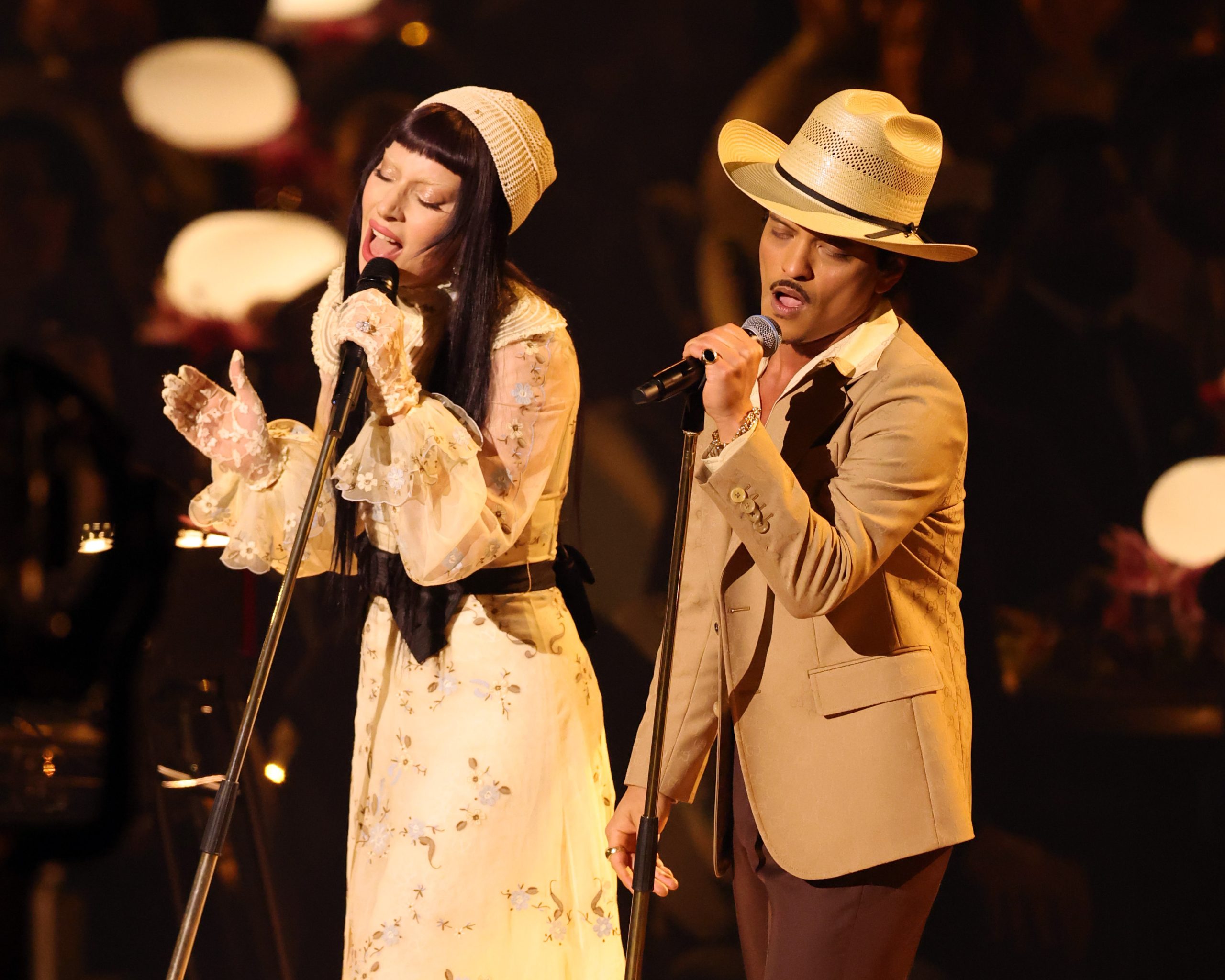 Lady Gaga and Bruno Mars perform onstage during the 67th GRAMMY Awards