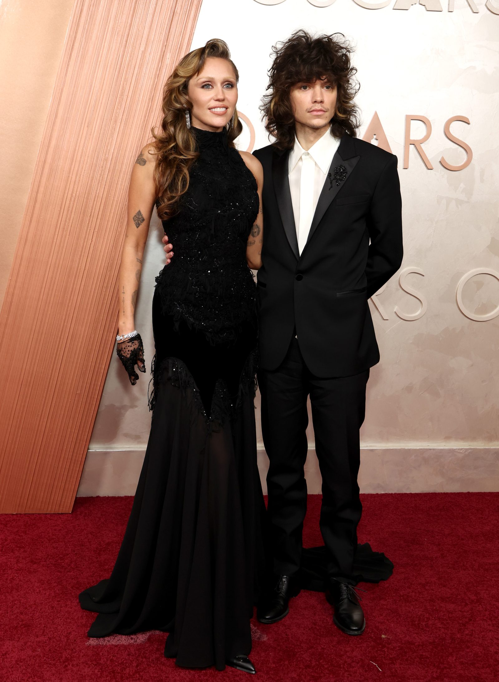 Miley Cyrus and Maxx Morando attend the 97th Annual Oscars at Dolby Theatre on March 02, 2025 in Hollywood, California. (Photo by Mike Coppola/Getty Images)